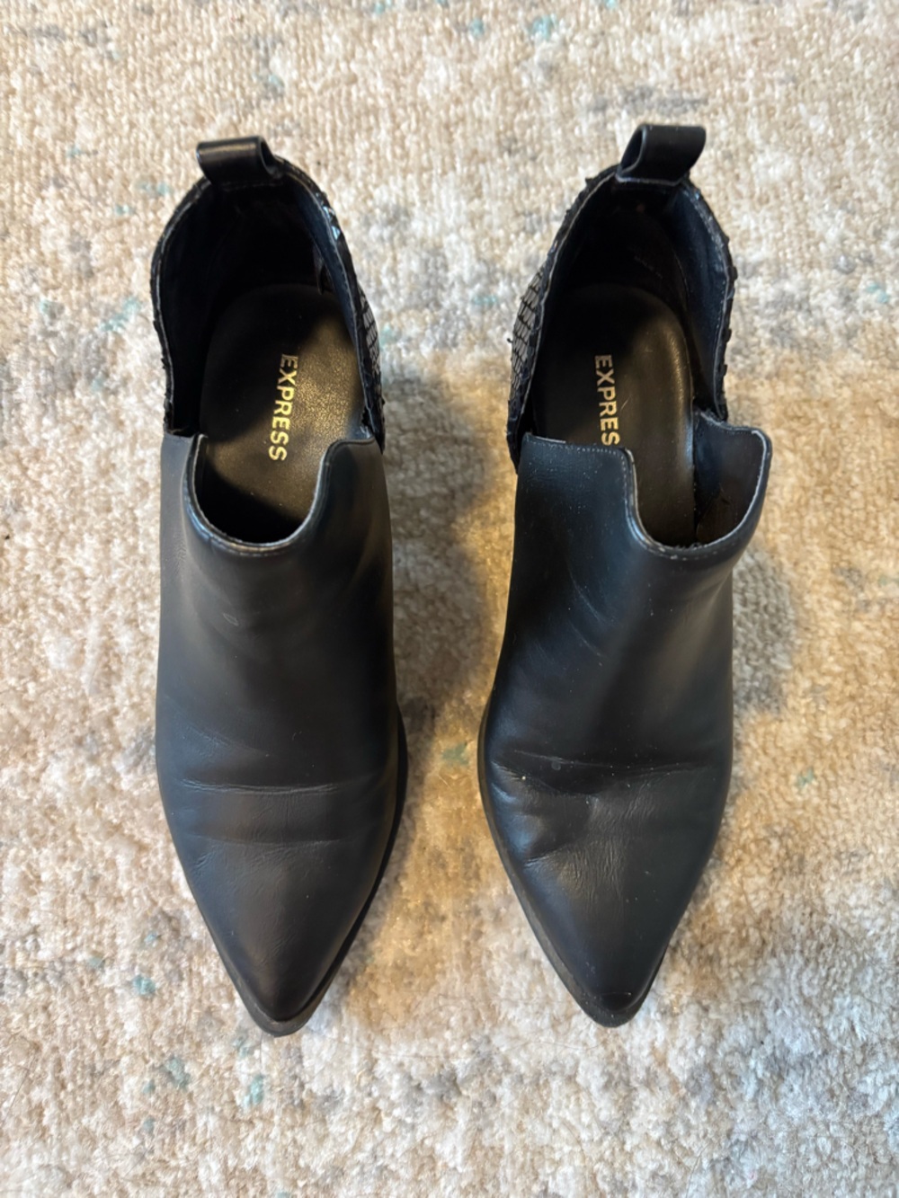 Express Black Slip-On Leather Loafers